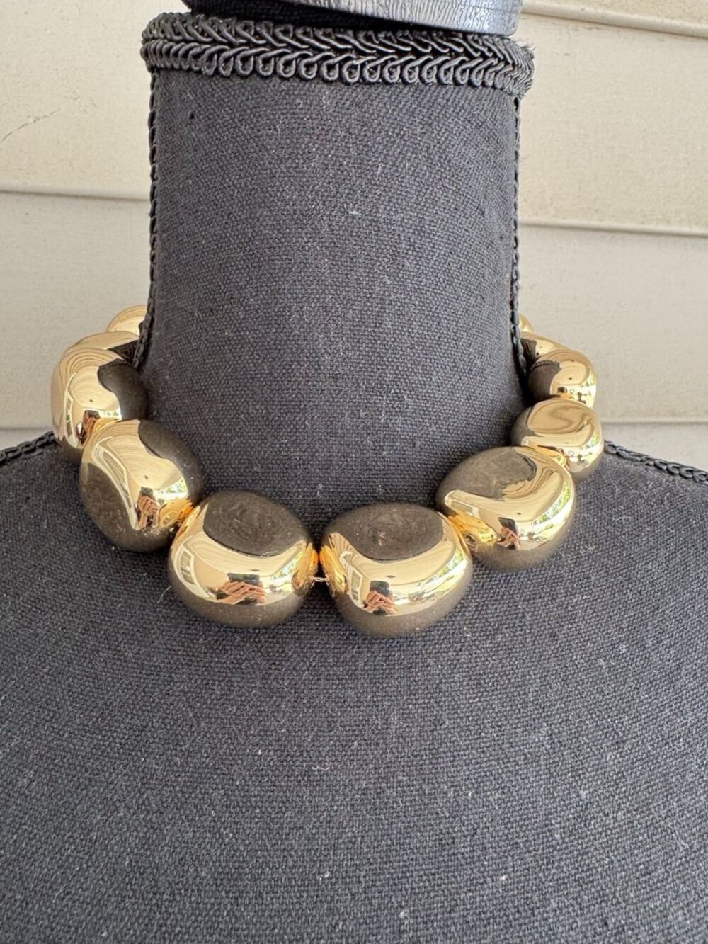 Open Edit Nordstrom Gold Tone Chunky Puffy Pebble Bead Collar Necklace 20" NEW - Picture 8 of 8